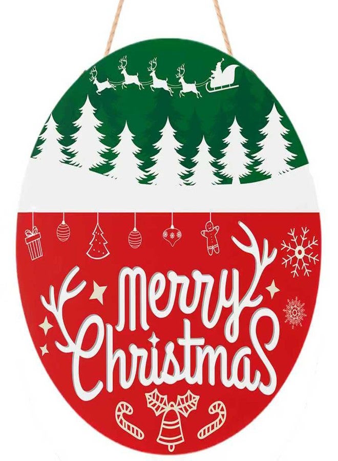 OHOME زينة عيد الميلاد الخارجية من OHOME - أكاليل عيد الميلاد للباب الأمامي | لافتة ترحيب خشبية دائرية ريفية، إكليل عيد الميلاد - مستلزمات وديكورات حفلات عيد الميلاد للباب والجدار والغرفة والشرفة والمطبخ - Image 1